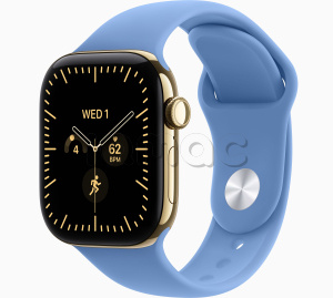 Купить Apple Watch Series 12 // 42мм GPS+Cellular // Корпус из титана золотого цвета, спортивный ремешок голубого цвета