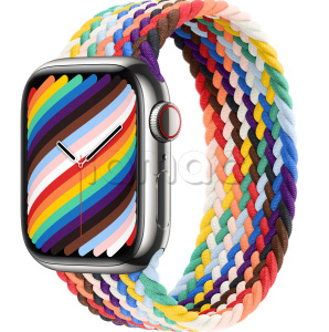 Купить Apple Watch Series 9 // 41мм GPS+Cellular // Корпус из нержавеющей стали серебристого цвета, плетёный монобраслет цвета Pride Edition