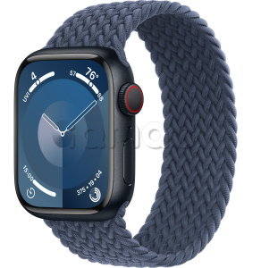 Купить Apple Watch Series 9 // 41мм GPS+Cellular // Корпус из алюминия цвета "темная ночь", плетёный монобраслет цвета "штормовой синий"
