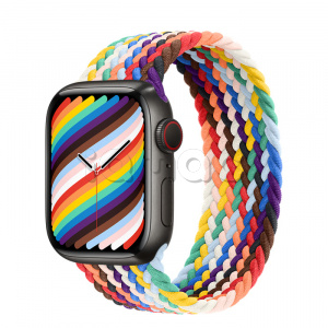 Купить Apple Watch Series 7 // 41мм GPS + Cellular // Корпус из титана цвета «черный космос», плетёный монобраслет радужного цвета