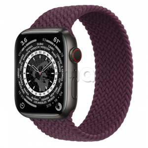 Купить Apple Watch Series 7 // 45мм GPS + Cellular // Корпус из титана цвета «черный космос», плетёный монобраслет цвета «тёмная вишня»