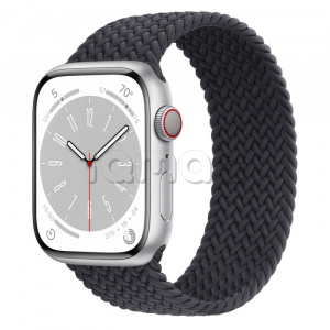 Купить Apple Watch Series 8 // 45мм GPS + Cellular // Корпус из алюминия серебристого цвета, плетёный монобраслет цвета "темная ночь"