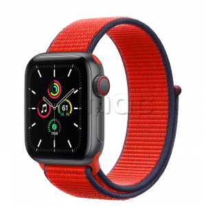 Купить Apple Watch SE // 40мм GPS + Cellular // Корпус из алюминия цвета «серый космос», cпортивный браслет цвета (PRODUCT)RED (2020)
