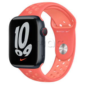 Купить Apple Watch Series 7 // 45мм GPS + Cellular // Корпус из алюминия цвета «тёмная ночь», спортивный ремешок Nike цвета «волшебная искра/нежная заря»