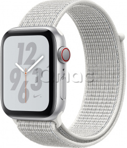 Apple Watch Series 4 Nike+ // 44мм GPS + Cellular // Корпус из алюминия серебристого цвета, ремешок из плетёного нейлона Nike цвета «снежная вершина» (MTXA2)