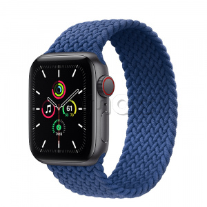 Купить Apple Watch SE // 40мм GPS + Cellular // Корпус из алюминия цвета «серый космос», плетёный монобраслет цвета «Атлантический синий» (2020)