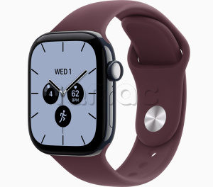 Купить Apple Watch Series 12 // 42мм GPS+Cellular // Корпус из керамики синего цвета, спортивный ремешок бордового цвета