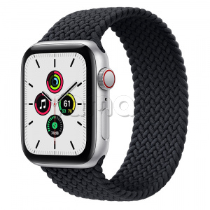 Купить Apple Watch SE // 44мм GPS + Cellular // Корпус из алюминия серебристого цвета, плетёный монобраслет угольного цвета (2020)