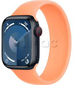 Купить Apple Watch Series 9 // 45мм GPS+Cellular // Корпус из алюминия цвета "темная ночь", монобраслет цвета "апельсиновый сорбет"