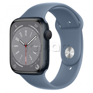 Купить Apple Watch Series 8 // 45мм GPS // Корпус из алюминия цвета "темная ночь", спортивный ремешок сланцево-синего цвета