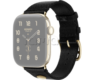 42мм Ремешок Hermès Satin Clou de Selle цвета Noir для Apple Watch