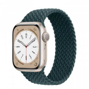 Apple Watch Series 8 // 41мм GPS // Корпус из алюминия цвета "сияющая звезда", плетёный монобраслет цвета "тропический лес"