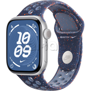 Купить Apple Watch Series 11 // 46мм GPS // Корпус из алюминия серебристого цвета, спортивный ремешок Nike цвета "синяя лента"