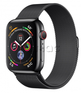Купить Apple Watch Series 4 // 40мм GPS + Cellular // Корпус из нержавеющей стали цвета "чёрный космос", миланский сетчатый браслет цвета "чёрный  космос" (MTUQ2)