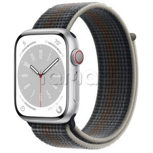 Купить Apple Watch Series 8 // 45мм GPS + Cellular // Корпус из алюминия серебристого цвета, спортивный браслет цвета "темная ночь"