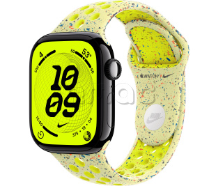 Купить Apple Watch Series 11 // 42мм GPS // Черный глянцевый корпус из алюминия, спортивный ремешок Nike цвета "электрический всплеск"