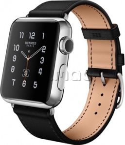 Apple Watch Hermes Simple Tour 38 мм из нержавеющей стали, кожаный ремешок цвета Noir