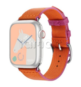 41мм Ремешок Hermès Twill Jump Single (Simple) Tour цвета Orange/Rose Mexico для Apple Watch