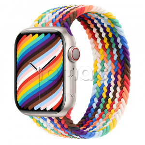 Купить Apple Watch Series 7 // 45мм GPS + Cellular // Корпус из алюминия цвета «сияющая звезда», плетёный монобраслет радужного цвета