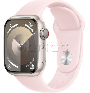 Купить Apple Watch Series 9 // 41мм GPS+Cellular // Корпус из алюминия цвета "сияющая звезда", спортивный ремешок светло-розового цвета