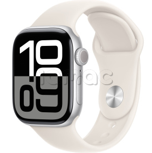 Купить Apple Watch Series 10 // 42мм GPS // Корпус из алюминия серебристого цвета, спортивный ремешок цвета "сияющая звезда"