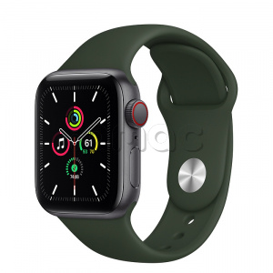 Купить Apple Watch SE // 40мм GPS + Cellular // Корпус из алюминия цвета «серый космос», спортивный ремешок цвета «Кипрский зелёный» (2020)