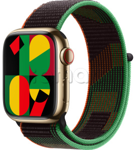 Купить Apple Watch Series 9 // 45мм GPS+Cellular // Корпус из нержавеющей стали золотого цвета, спортивный браслет цвета Black Unity