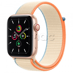 Купить Apple Watch SE // 44мм GPS + Cellular // Корпус из алюминия золотого цвета, cпортивный браслет кремового цвета (2020)