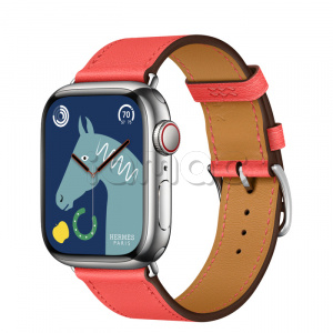 Купить Apple Watch Series 8 Hermès // 41мм GPS + Cellular // Корпус из нержавеющей стали серебристого цвета, ремешок Single Tour цвета Rose Texas