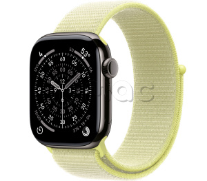 Купить Apple Watch Series 11 // 42мм GPS+Cellular // Корпус из титана сланцевого цвета, спортивный браслет цвета "неоновый желтый"