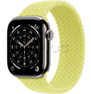Купить Apple Watch Series 11 // 46мм GPS+Cellular // Корпус из титана нейтрального цвета, плетеный монобраслет цвета "неоновый желтый"