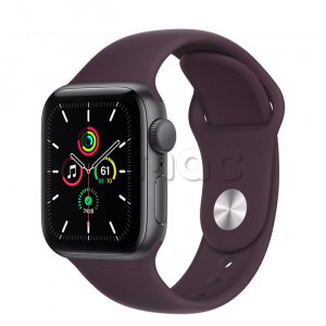 Купить Apple Watch SE // 40мм GPS // Корпус из алюминия цвета «серый космос», спортивный ремешок цвета «Тёмная вишня» (2020)
