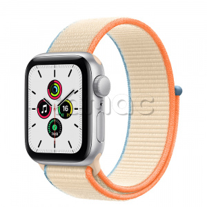 Купить Apple Watch SE // 40мм GPS // Корпус из алюминия серебристого цвета, спортивный браслет кремового цвета (2020)