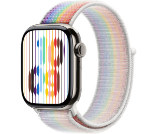 Apple Watch Series 11 // 42мм GPS+Cellular // Корпус из титана натурального цвета, спортивный браслет цвета Pride Edition
