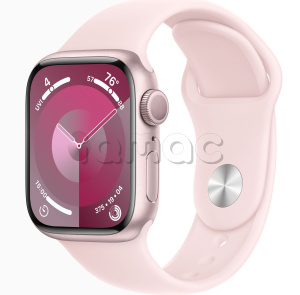 Купить Apple Watch Series 9 // 41мм GPS // Корпус из алюминия розового цвета, спортивный ремешок светло-розового цвета