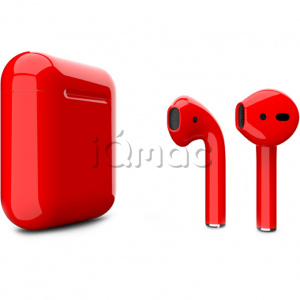 Купить AirPods - беспроводные наушники с Qi - зарядным кейсом Apple (Красный, глянец)