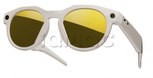 Купить Умные очки с ИИ Oakley HSTN, Limited Edition, Desert 24k Prizm Polar (белая оправа с элементами из золота, желтые линзы)