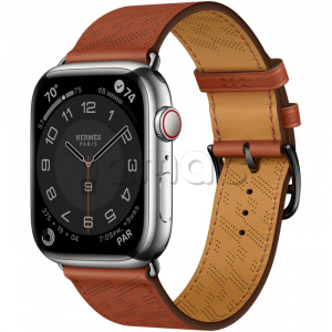Купить Apple Watch Series 8 Hermès // 45мм GPS + Cellular // Корпус из нержавеющей стали серебристого цвета, ремешок Single Tour H Diagonal цвета Cuivre