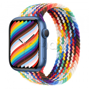 Купить Apple Watch Series 7 // 45мм GPS // Корпус из алюминия синего цвета, плетёный монобраслет радужного цвета