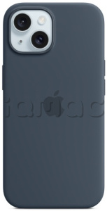 Силиконовый чехол MagSafe для iPhone 15 Plus, цвет "штормовой синий"