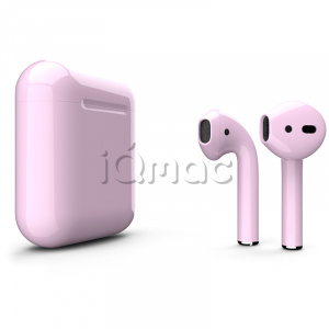 Купить AirPods - беспроводные наушники с Qi - зарядным кейсом Apple (Светло-розовый, глянец)