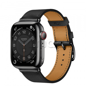 Купить Apple Watch Series 7 Hermès // 41мм GPS + Cellular // Корпус из нержавеющей стали цвета «черный космос», ремешок Single Tour цвета Noir