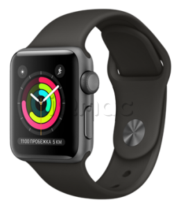 Купить Apple Watch Series 3 // 38мм GPS // Корпус из алюминия цвета «серый космос», спортивный ремешок серого цвета (MR352)