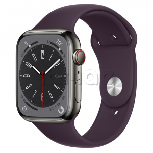 Купить Apple Watch Series 8 // 45мм GPS + Cellular // Корпус из нержавеющей стали графитового цвета, спортивный ремешок цвета "бузина"