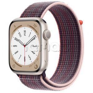 Купить Apple Watch Series 8 // 45мм GPS // Корпус из алюминия цвета "сияющая звезда", спортивный браслет цвета "бузина"