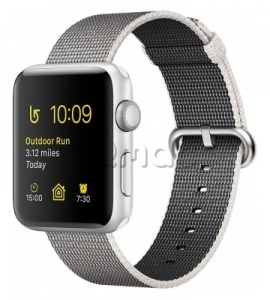 Купить Apple Watch Series 2 38мм Корпус из серебристого алюминия, ремешок из плетёного нейлона жемчужного цвета (MNNX2)