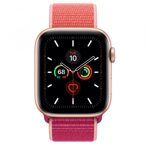 Купить Apple Watch Series 5 // 44мм GPS // Корпус из алюминия золотого цвета, спортивный браслет цвета «сочный гранат»