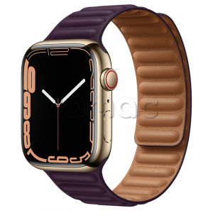 Купить Apple Watch Series 7 // 45мм GPS + Cellular // Корпус из нержавеющей стали золотого цвета, кожаный браслет цвета «тёмная вишня», размер ремешка M/L