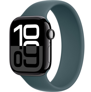 Apple Watch Series 10 // 42мм GPS (Custom) // Черный глянцевый корпус из алюминия, монобраслет цвета "зеленое озеро"