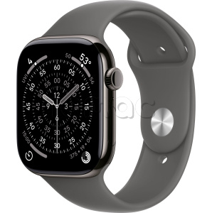 Купить Apple Watch Series 11 // 46мм GPS+Cellular // Корпус из титана сланцевого цвета, спортивный ремешок цвета "серый камень"